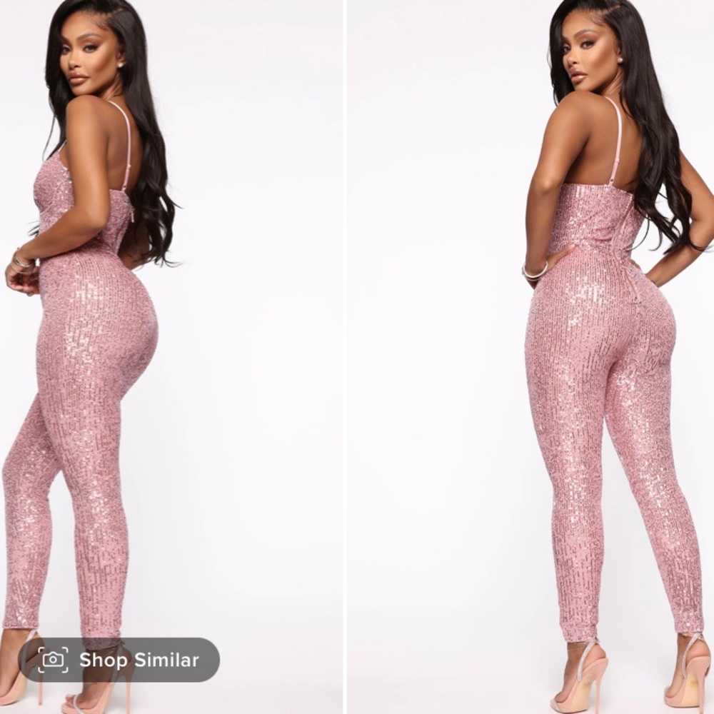 Pink Sequin Jumpsuit